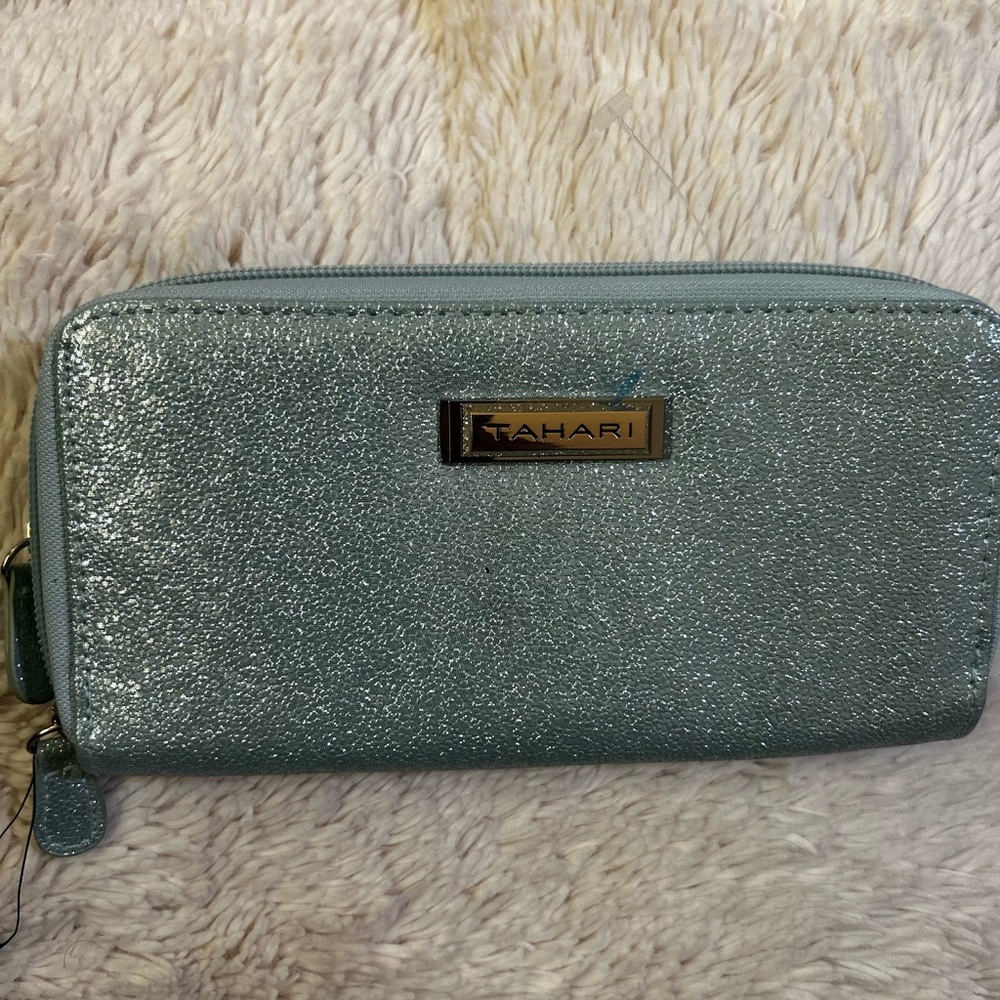 Tahari Blue Wallets with Structured Design and Metallic Accents